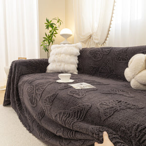 Luxury 3D Butterfly Jacquard Sofa Throw Blanket, Ultra-Soft Plush Fleece Couch Cover