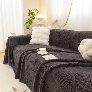 Luxury 3D Butterfly Jacquard Sofa Throw Blanket, Ultra-Soft Plush Fleece Couch Cover