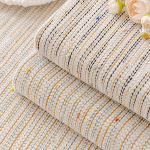 Boho Couch Cover with Knitted Stripes, Chiffon Skirt & Pom Fringe, Pet-Friendly Throw