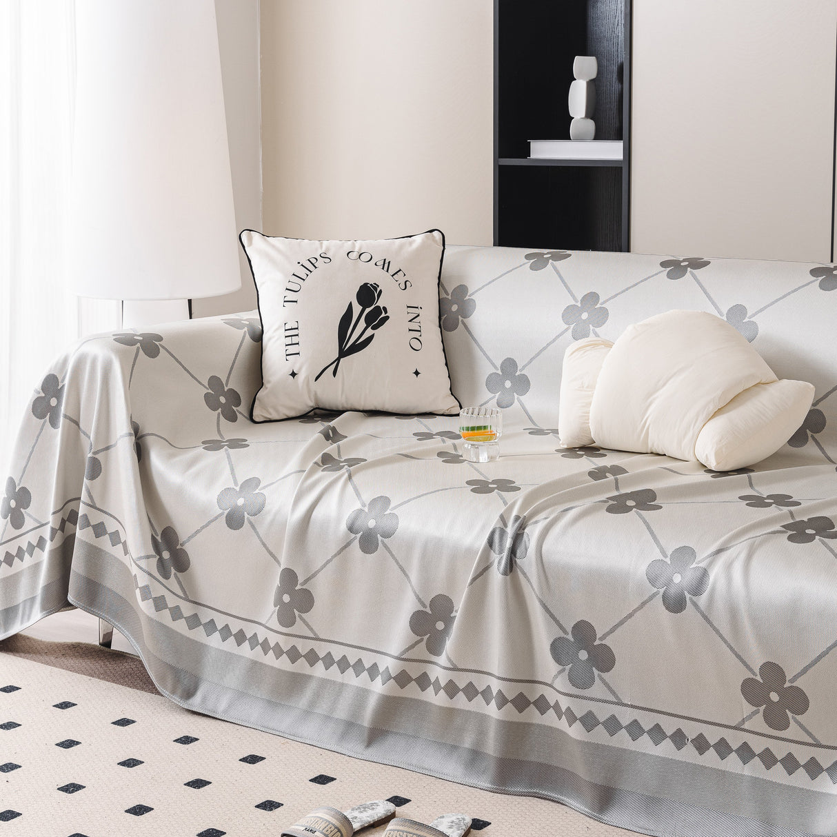 Cooling Four-Leaf Clover Hope Faith Love Luck Summer Comfy Ice Silk Furniture Throw Covers for Sofas