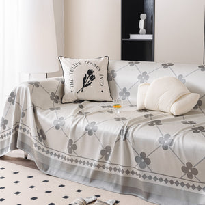 Cooling Four-Leaf Clover Hope Faith Love Luck Summer Comfy Ice Silk Furniture Throw Covers for Sofas