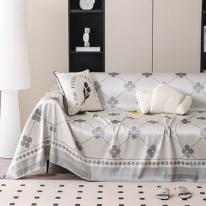Cooling Four-Leaf Clover Hope Faith Love Luck Summer Comfy Ice Silk Furniture Throw Covers for Sofas
