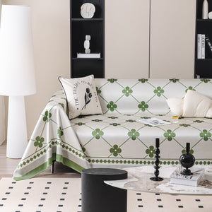 Cooling Four-Leaf Clover Hope Faith Love Luck Summer Comfy Ice Silk Furniture Throw Covers for Sofas