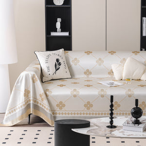 Cooling Four-Leaf Clover Hope Faith Love Luck Summer Comfy Ice Silk Furniture Throw Covers for Sofas