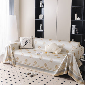 Cooling Four-Leaf Clover Hope Faith Love Luck Summer Comfy Ice Silk Furniture Throw Covers for Sofas