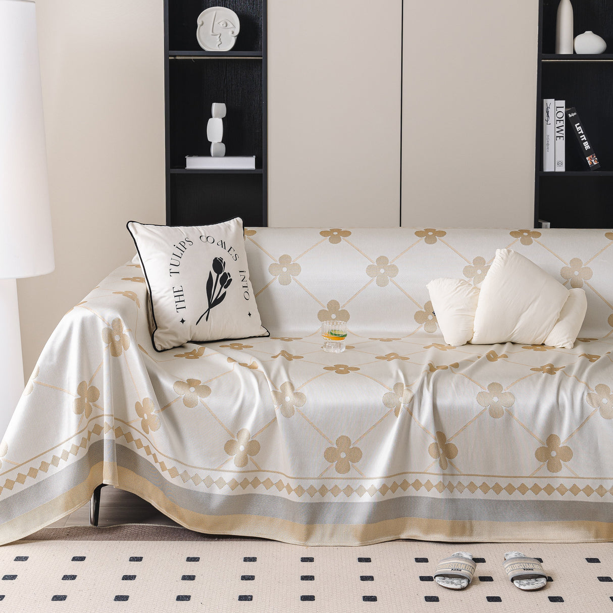 Cooling Four-Leaf Clover Hope Faith Love Luck Summer Comfy Ice Silk Furniture Throw Covers for Sofas