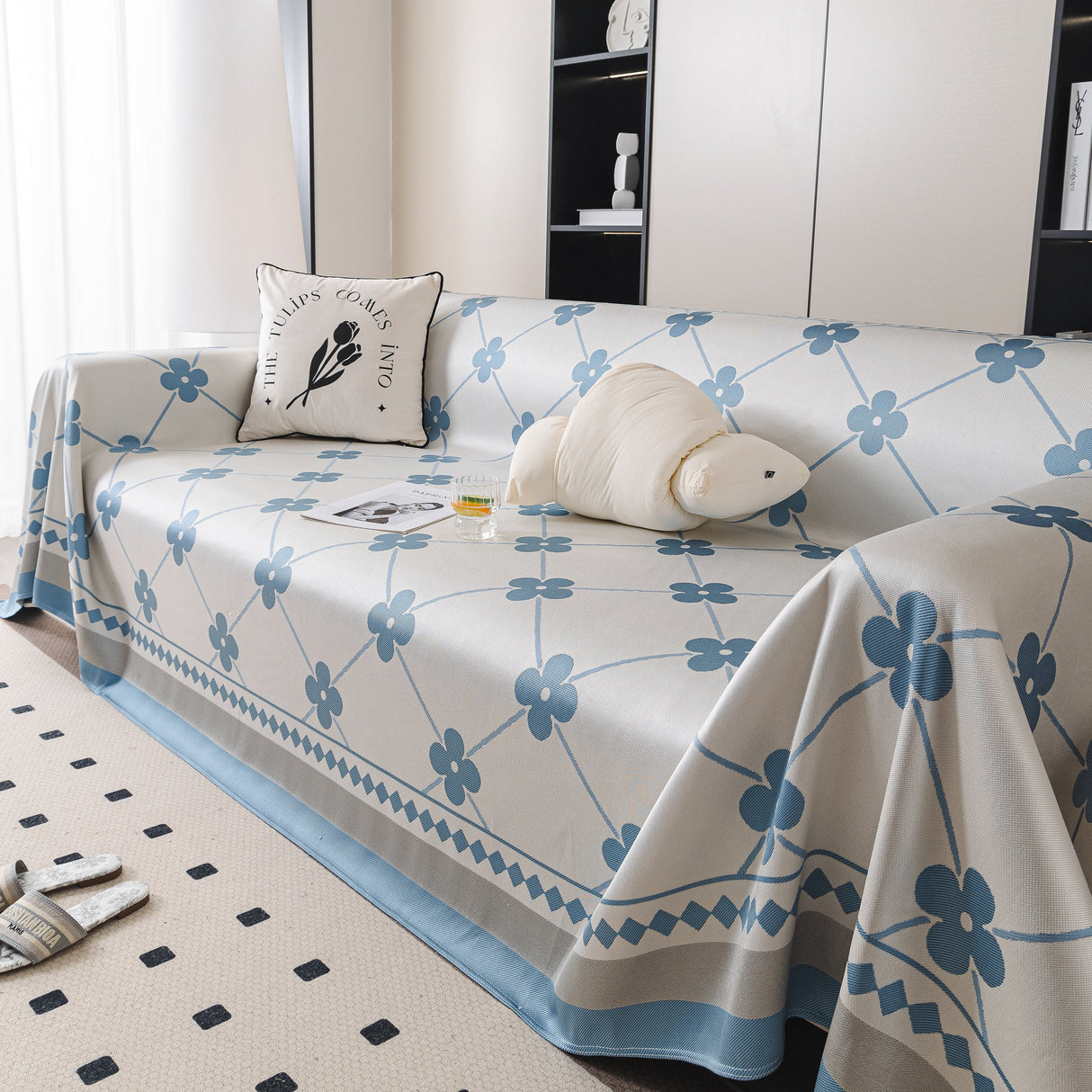 Cooling Four-Leaf Clover Hope Faith Love Luck Summer Comfy Ice Silk Furniture Throw Covers for Sofas