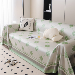Cooling Four-Leaf Clover Hope Faith Love Luck Summer Comfy Ice Silk Furniture Throw Covers for Sofas