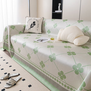 Cooling Four-Leaf Clover Hope Faith Love Luck Summer Comfy Ice Silk Furniture Throw Covers for Sofas