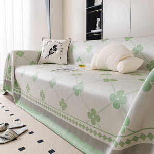 Cooling Four-Leaf Clover Hope Faith Love Luck Summer Comfy Ice Silk Furniture Throw Covers for Sofas