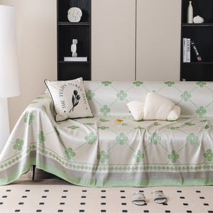 Cooling Four-Leaf Clover Hope Faith Love Luck Summer Comfy Ice Silk Furniture Throw Covers for Sofas