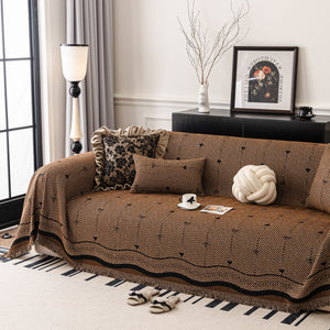 Chenille Couch Throw Cover Decorative Herringbone Sofa Blanket Protector for Couch