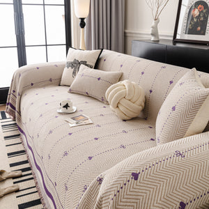 Chenille Couch Throw Cover Decorative Herringbone Sofa Blanket Protector for Couch