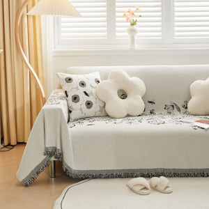 Chenille Butterfly Sofa Cover Blanket, L Shaped Couch Cover, Reversible Couch Protector