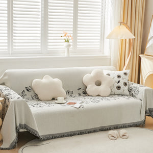 Chenille Butterfly Sofa Cover Blanket, L Shaped Couch Cover, Reversible Couch Protector