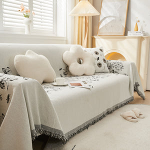 Chenille Butterfly Sofa Cover Blanket, L Shaped Couch Cover, Reversible Couch Protector