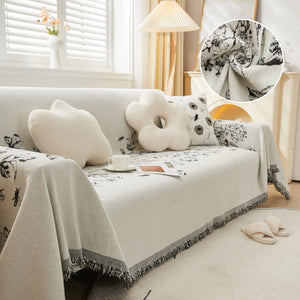 Chenille Butterfly Sofa Cover Blanket, L Shaped Couch Cover, Reversible Couch Protector