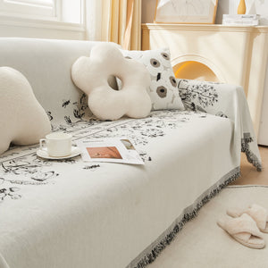 Chenille Butterfly Sofa Cover Blanket, L Shaped Couch Cover, Reversible Couch Protector