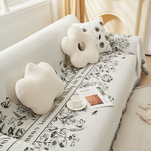 Chenille Butterfly Sofa Cover Blanket, L Shaped Couch Cover, Reversible Couch Protector