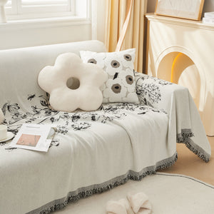 Chenille Butterfly Sofa Cover Blanket, L Shaped Couch Cover, Reversible Couch Protector