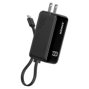 Anker Power Bank 5,000 mAh 22.5W with Built in USB C Cable and Fusion Wall Charger 30W by Anker