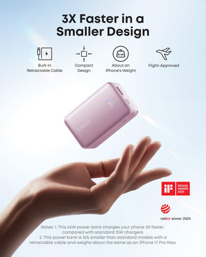 Anker Nano Power Bank (10K, 45W, Built-In Retractable USB-C Cable)