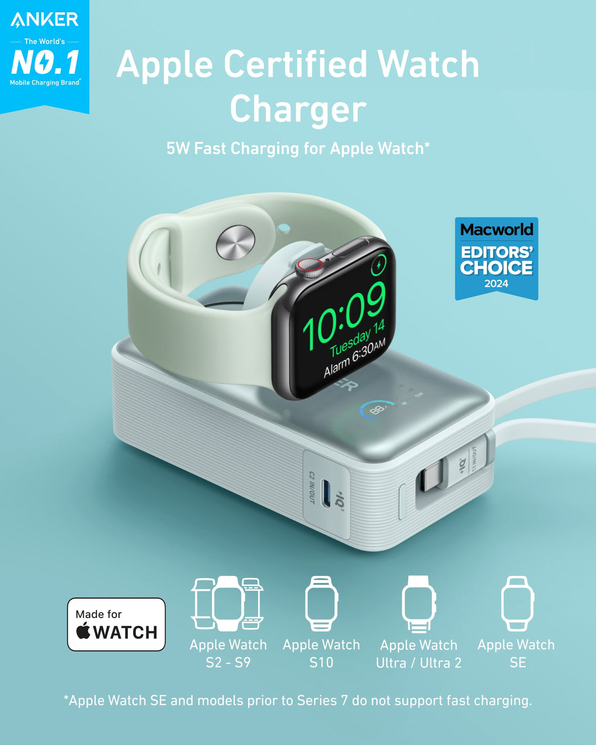 Anker MagGo Power Bank (10K, 35W, For Apple Watch)