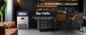 ETL Certified Commercial Ice Maker Machine 160LBS/24H, 45LBS Capacity Freestanding & Under Counter Ice Maker, Clear Ice Cubes