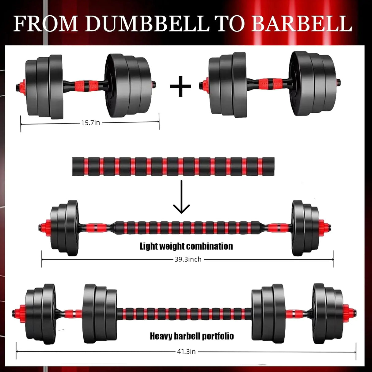 44bls Adjustable Dumbbell Set for Home Gym Fitness Weight Plates, 3-in-1 Ergonomic Modes, Heavy Duty Cast for Strength Training