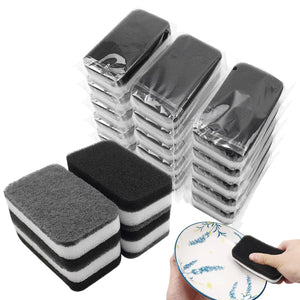 Kitchen Dishwashing Sponge Individually Wrapped Sponges Bulk Non Scratch Scouring Pad Odor-Free Dish Sponges for Washing Dishes Wipes for Household Cleaning Dishes Travel Apartments (Black- 24 Pack)