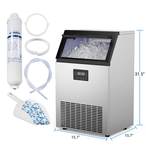 ETL Certified Commercial Ice Maker Machine 160LBS/24H, 45LBS Capacity Freestanding & Under Counter Ice Maker, Clear Ice Cubes