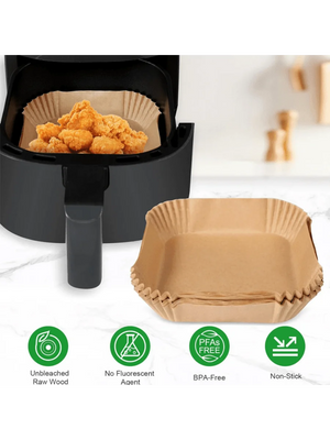 100pcs, Square Disposable Air Fryer Liners (9in), Paper Air Fryer Liner Pots, Paper Basket Bowls, Baking Trays, Oven Acces
