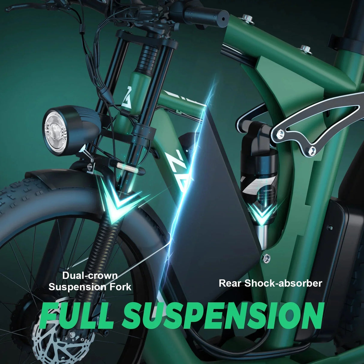 2000W Dual Motor AWD Fat Tire E-Bike | 52V 80-Mile Range