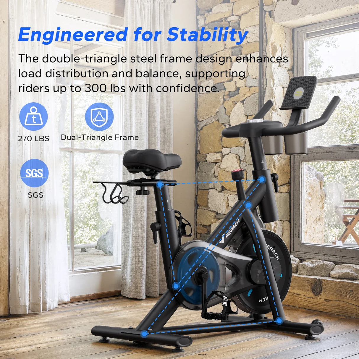 MERACH Stationary Exercise Bike: Smart App & Low Noise Design