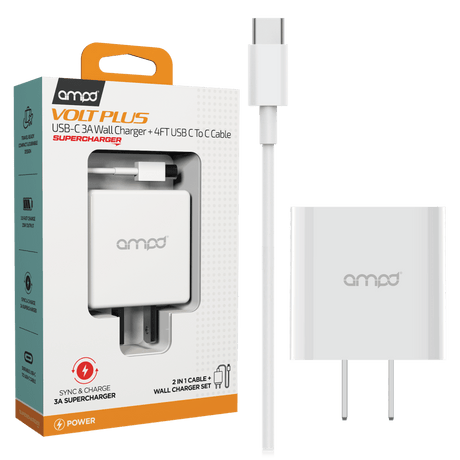 AMPD PD Fast 20W USB C Wall Charger with USB C to USB C Cable 4ft by AMPD