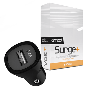 AMPD Single Port Car Charger Adapter 5V 2.4A Black by AMPD