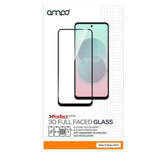 AMPD 3D Full Faced Impact Glass Screen Protector with Black Border for Motorola Moto G Stylus 5G (2023) / Moto G Stylus (2023) by AMPD