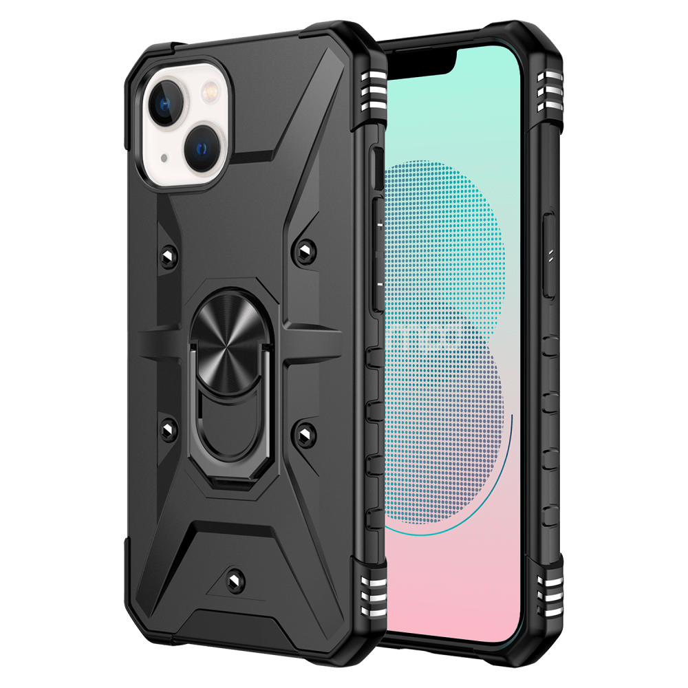AMPD Dual Layer Robot Combo Drop Protection Case with Ring for Apple iPhone 13 by AMPD