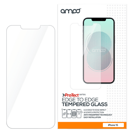 AMPD 0.33 Impact Tempered Glass Screen Protector for Apple iPhone 15 Clear by AMPD