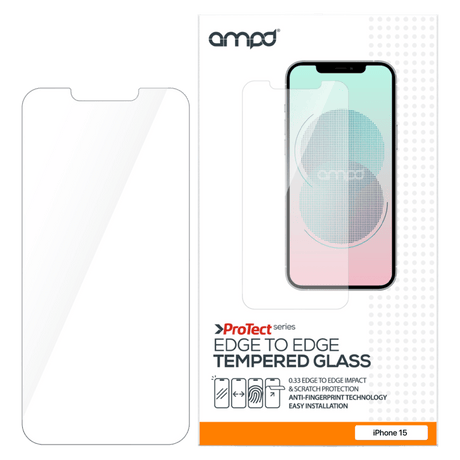 AMPD 0.33 Impact Tempered Glass Screen Protector for Apple iPhone 15 Pro Max Clear by AMPD