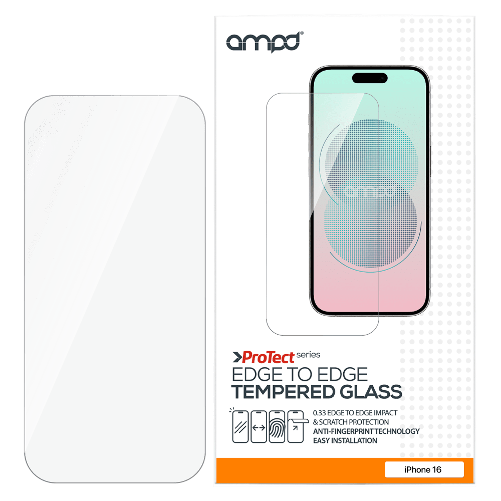 AMPD 0.33 Impact Flex Clear Tempered Glass Screen Protector for Apple iPhone 16 / iPhone 15 by AMPD