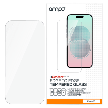 AMPD 0.33 Impact Flex Clear Tempered Glass Screen Protector for Apple iPhone 16 / iPhone 15 by AMPD