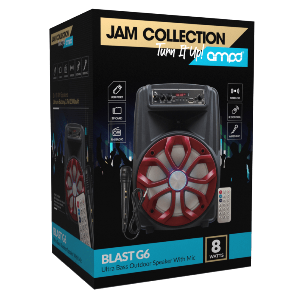 AMPD Blast G6 8Watt Bluetooth Speaker with Microphone and Remote by AMPD
