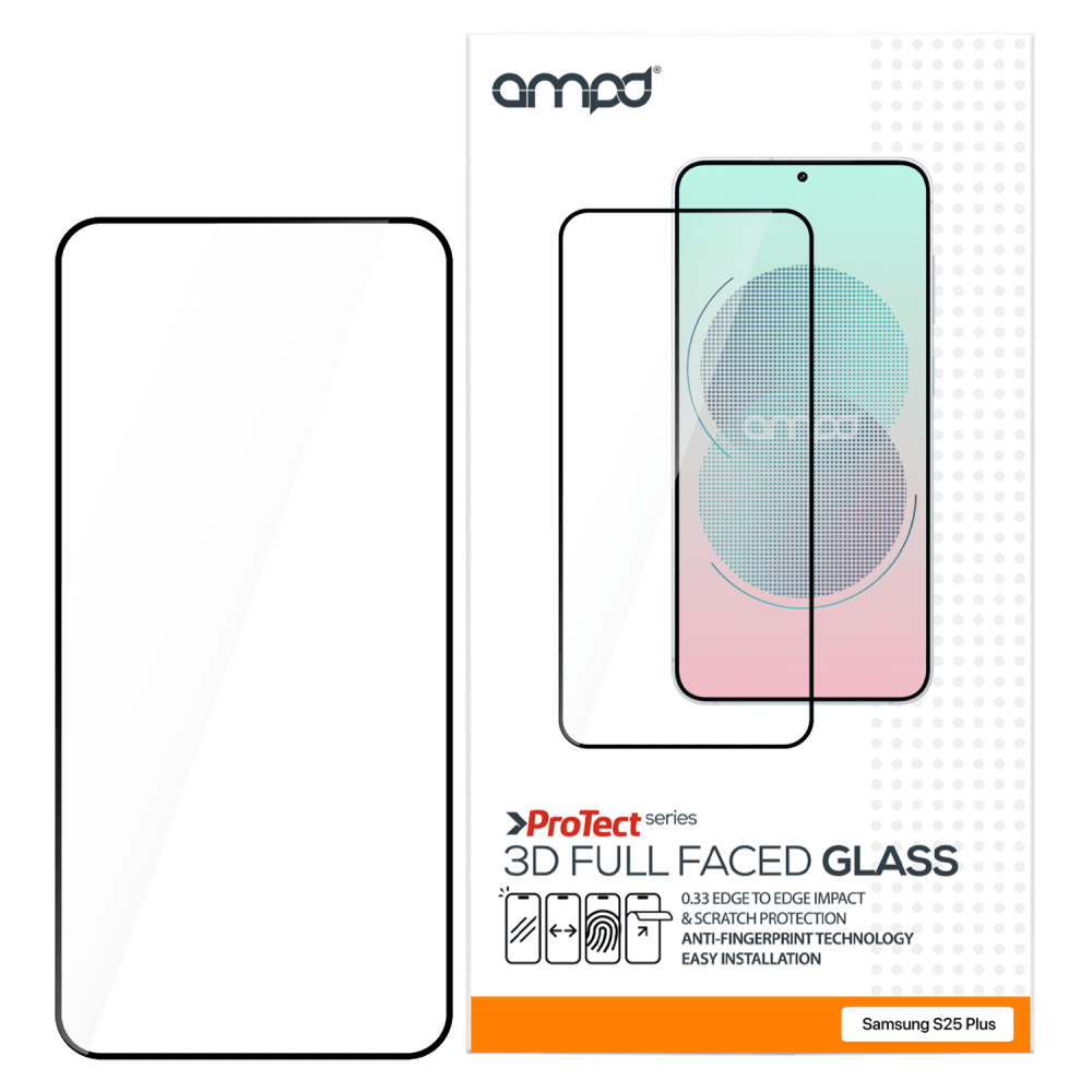 AMPD 3D Full Faced Impact Flex Glass Screen Protector for Samsung Galaxy S 2025 Medium by AMPD