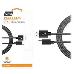 AMPD Volt Plus USB A to Type C Braided Cable 6ft by AMPD