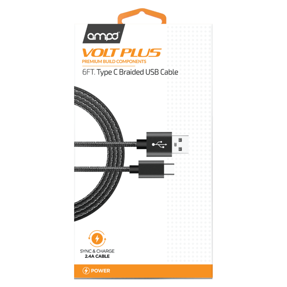 AMPD Volt Plus USB A to Type C Braided Cable 6ft by AMPD