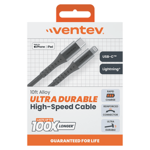 Ventev Alloy USB C to Apple Lightning High Speed Ultradurable Cable 10ft by Ventev