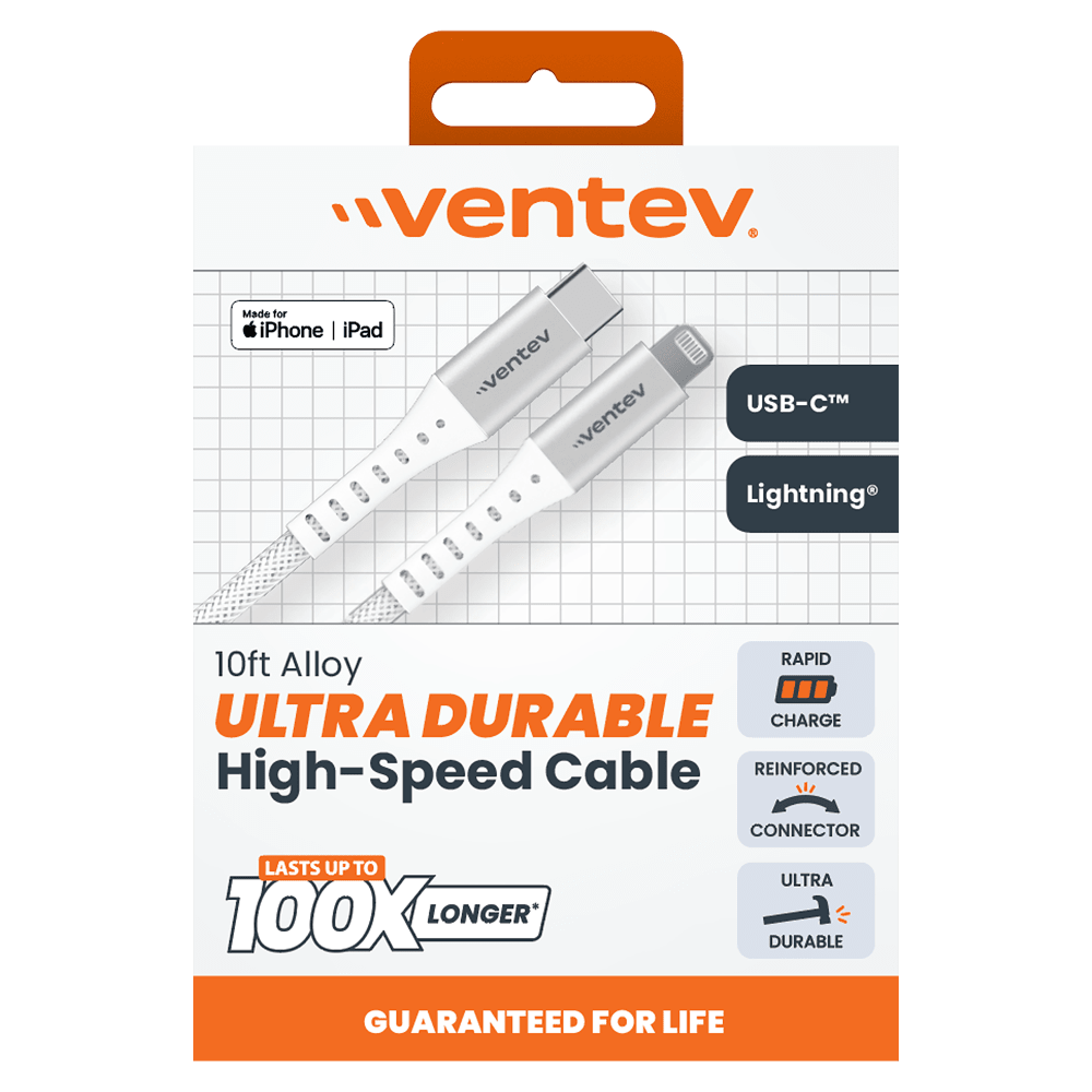 Ventev Chargesync Alloy USB C to Apple Lightning 10ft (Boxed) by Ventev