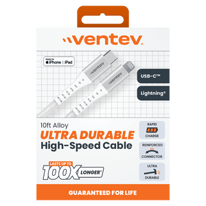 Ventev Chargesync Alloy USB C to Apple Lightning 10ft (Boxed) by Ventev