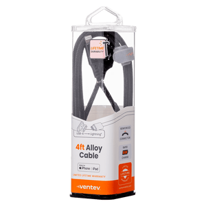 Ventev chargesync alloy USB A to Apple Lightning Cable 4ft by Ventev